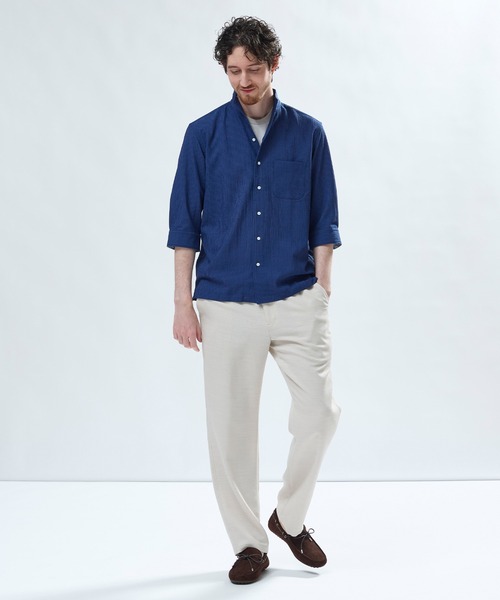 MEN'S BIGI（メンズビギ） シャツ 半袖 ストレッチサッカー七分袖