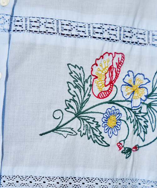 ブラウス シャツ インド パッチワーク刺繍シャツ レディースの画像