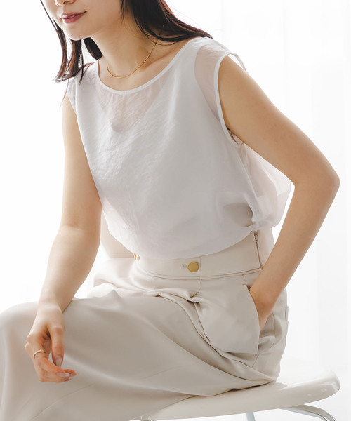 NOBLE サテンキャミ NOBLE（ノーブル） ブラウス シャツ 「セットアップ対応」「洗える