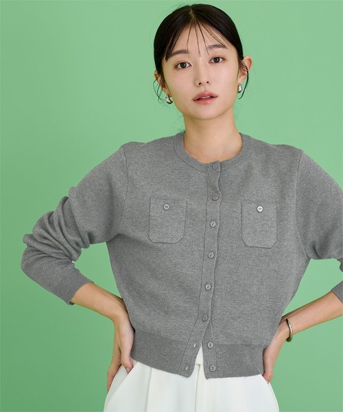 「ur's」 ニットカーディガン M グレー レディース_画像4