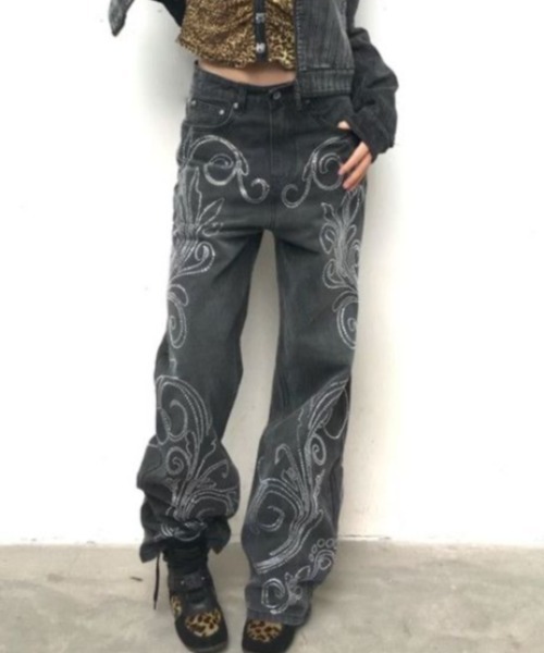 Sibra（シブラ） ワイドパンツ ジーンズ デニム デニムパンツ ライン