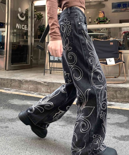 Sibra（シブラ） ワイドパンツ ジーンズ デニム デニムパンツ ライン
