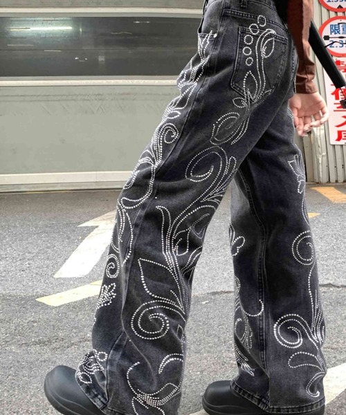 Sibra（シブラ） ワイドパンツ ジーンズ デニム デニムパンツ ライン