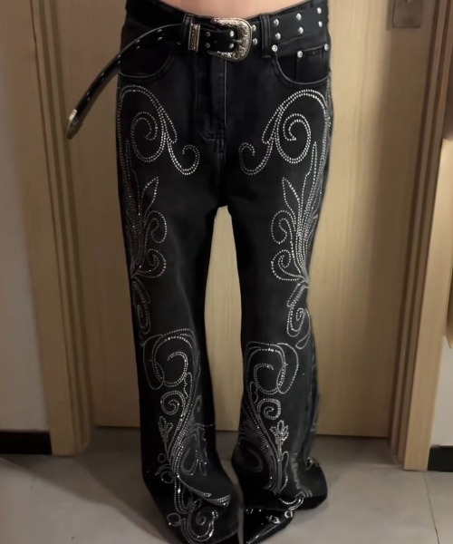 Sibra（シブラ） ワイドパンツ ジーンズ デニム デニムパンツ ライン