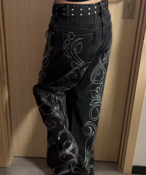 Sibra（シブラ） ワイドパンツ ジーンズ デニム デニムパンツ ライン