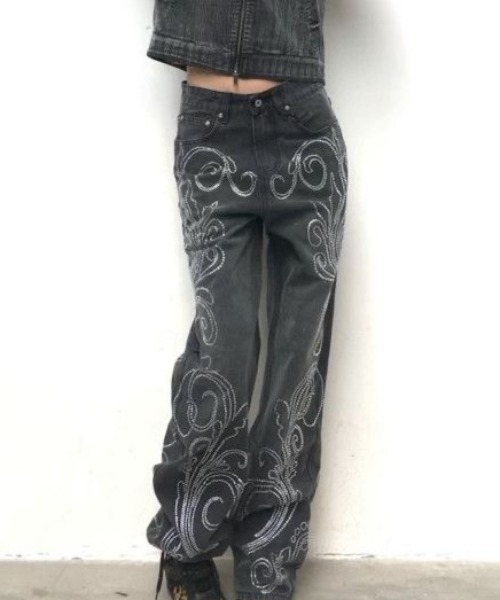 Sibra（シブラ） ワイドパンツ ジーンズ デニム デニムパンツ ライン 