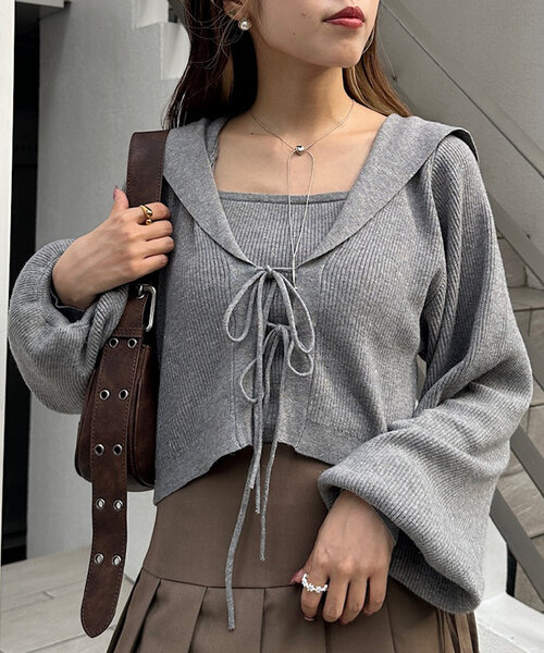 「w closet」 ニットアンサンブル FREE ブルー レディース_画像8