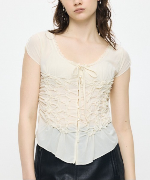 MOUSSY 半袖トップス　フリーサイズ　完売品 MOUSSY（マウジー） tシャツ 半袖 RANDOM SHIRRING トップス