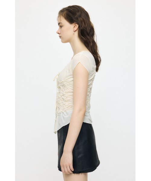 MOUSSY（マウジー） tシャツ 半袖 RANDOM SHIRRING トップス