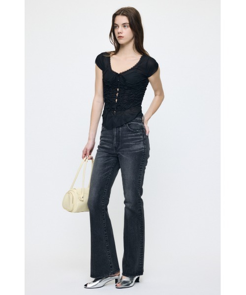 MOUSSY（マウジー） tシャツ 半袖 RANDOM SHIRRING トップス