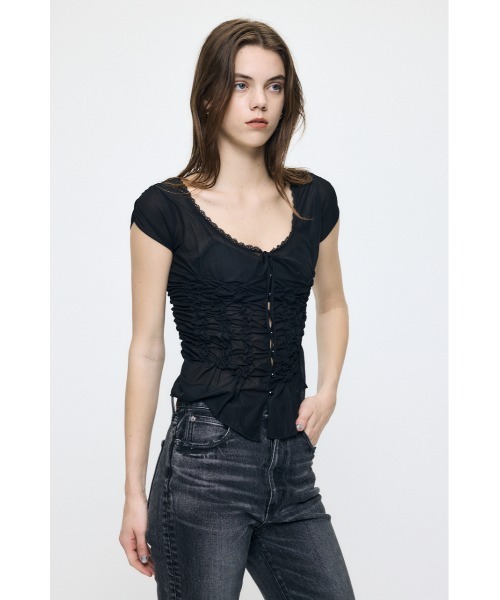 MOUSSY 半袖トップス　フリーサイズ　完売品 MOUSSY（マウジー） tシャツ 半袖 RANDOM SHIRRING トップス