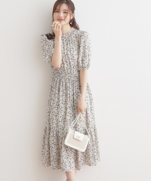 「couture brooch」 半袖ワンピース 36 ベージュ レディース_画像5