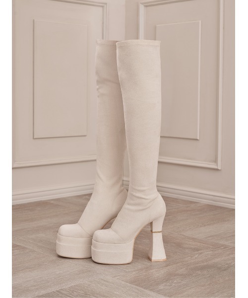Darich ダーリッチ 美シルエットストレッチショートブーツ ベージュ S