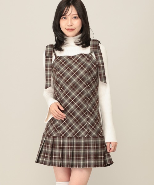 ワンピース 2WAYチェックコンパクトミニワンピース　1079883 | Heather | 03