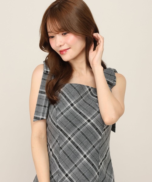ワンピース 2WAYチェックコンパクトミニワンピース　1079883 | Heather | 11