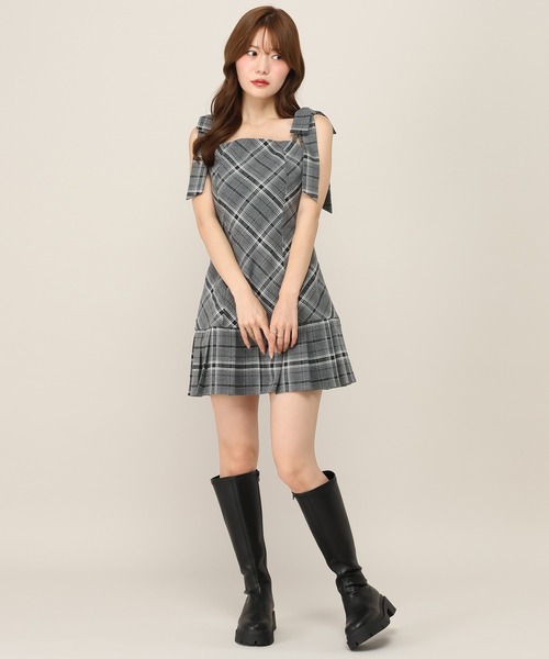 ワンピース 2WAYチェックコンパクトミニワンピース　1079883 | Heather | 07