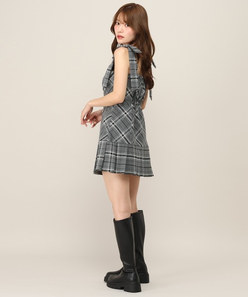 ワンピース 2WAYチェックコンパクトミニワンピース　1079883 | Heather | 08