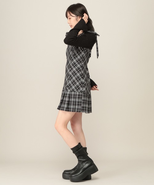 ワンピース 2WAYチェックコンパクトミニワンピース　1079883 | Heather | 17