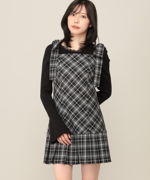 ワンピース 2WAYチェックコンパクトミニワンピース　1079883 | Heather | 12