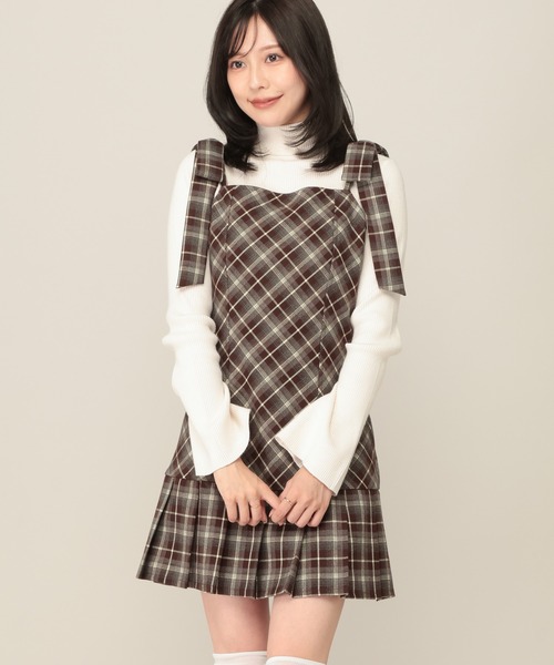 ワンピース 2WAYチェックコンパクトミニワンピース　1079883 | Heather | 18