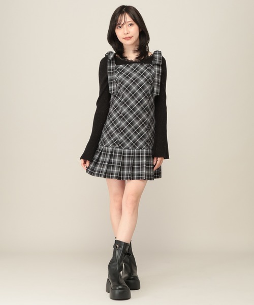 ワンピース 2WAYチェックコンパクトミニワンピース　1079883 | Heather | 14