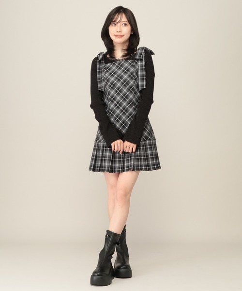 ワンピース 2WAYチェックコンパクトミニワンピース　1079883 | Heather | 15