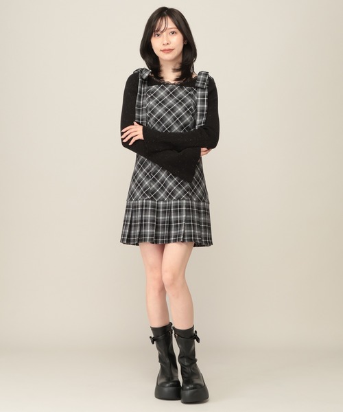 ワンピース 2WAYチェックコンパクトミニワンピース　1079883 | Heather | 16