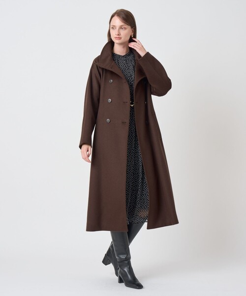 ANAYI ロングコート　カシミヤ混　チェスターコート　黒　38 ANAYI（アナイ） コート チェスターコート カシミヤ混スタンドダブル
