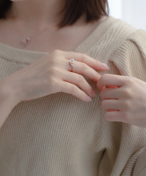 指輪 リング 12月誕生花 K10 ピンクゴールド クリスマスローズ リング BLOOM/ブルーム レディースの画像