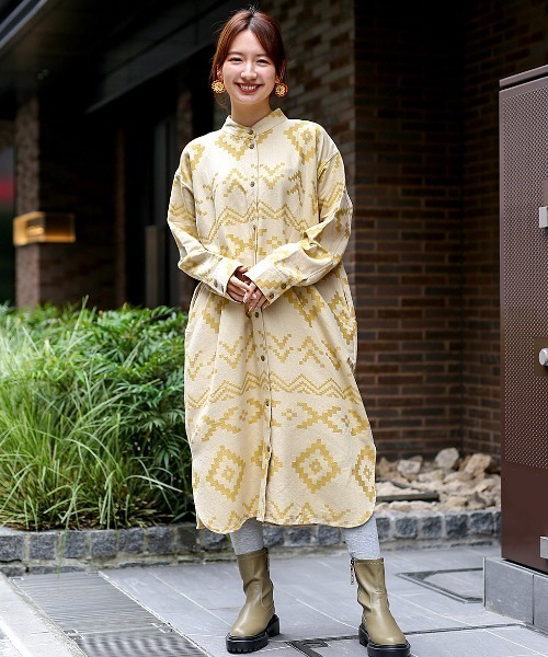 チチカカ（TITICACA） シャツワンピース ナバホジャカードワンピース