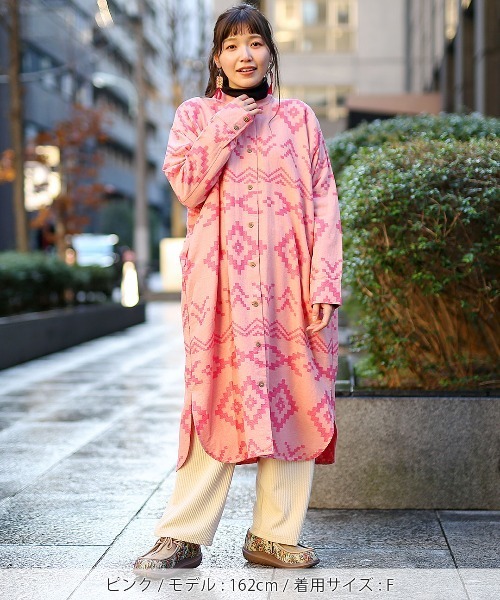 チチカカ（TITICACA） シャツワンピース ナバホジャカードワンピース