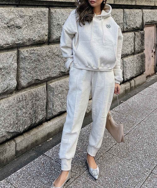 esutoreja トレーナー スウェット ロゴフーディー レディース