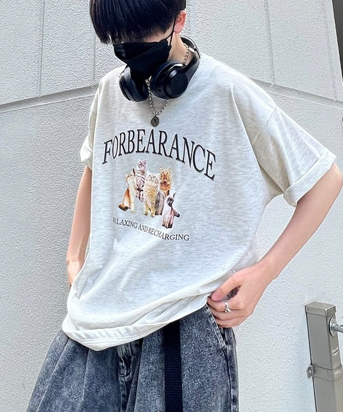 tシャツ 古着ライク ヴィンテージライク イヌ / ネコ フロントプリント