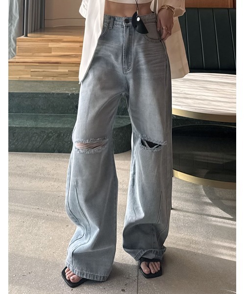 ワイドパンツ ジーンズ デニム デニムパンツ レディースの画像
