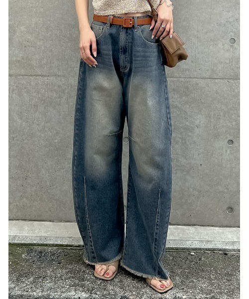ワイドパンツ ジーンズ デニム デニムパンツ レディースの画像