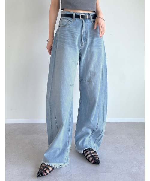 ワイドパンツ ジーンズ デニム デニムパンツ レディースの画像
