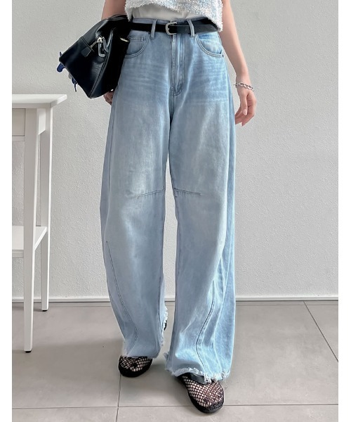 ワイドパンツ ジーンズ デニム デニムパンツ レディースの画像