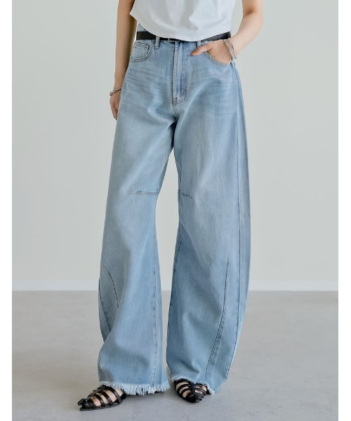 ワイドパンツ ジーンズ デニム デニムパンツ レディースの画像