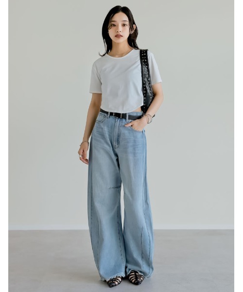 ワイドパンツ ジーンズ デニム デニムパンツ レディースの画像