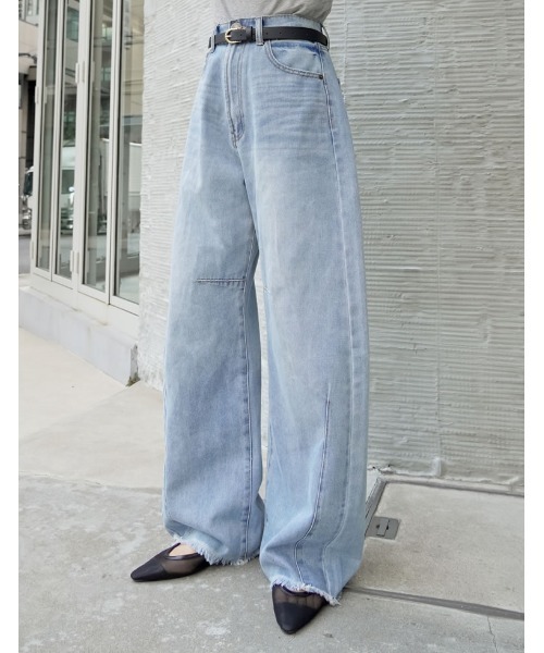 ワイドパンツ ジーンズ デニム デニムパンツ レディースの画像