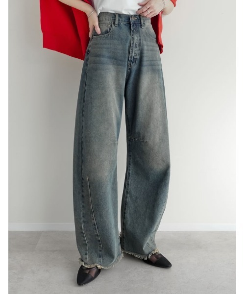 ワイドパンツ ジーンズ デニム デニムパンツ レディースの画像