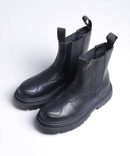 shoes365 ブーツ 「shoes365」ステッチ飾り 厚底ゴアブーツ