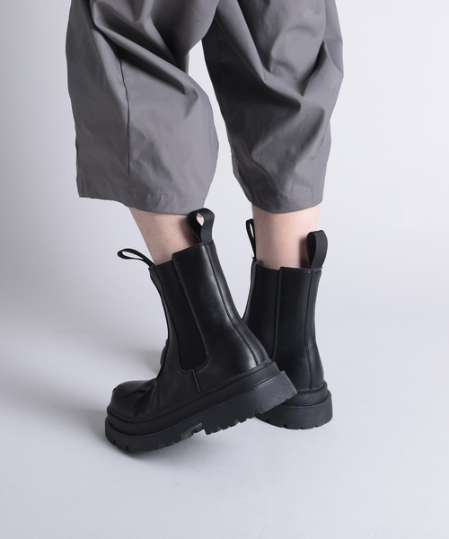 shoes365 ブーツ 「shoes365」ステッチ飾り 厚底ゴアブーツ