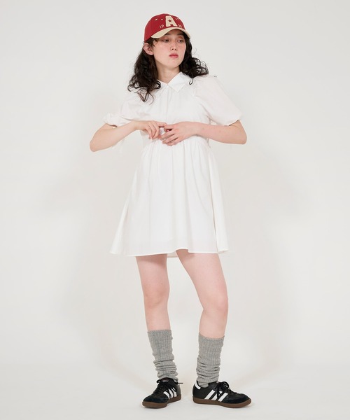 TINA：JOJUN ワンピース ボリュームスリーブ ミニ丈ワンピース