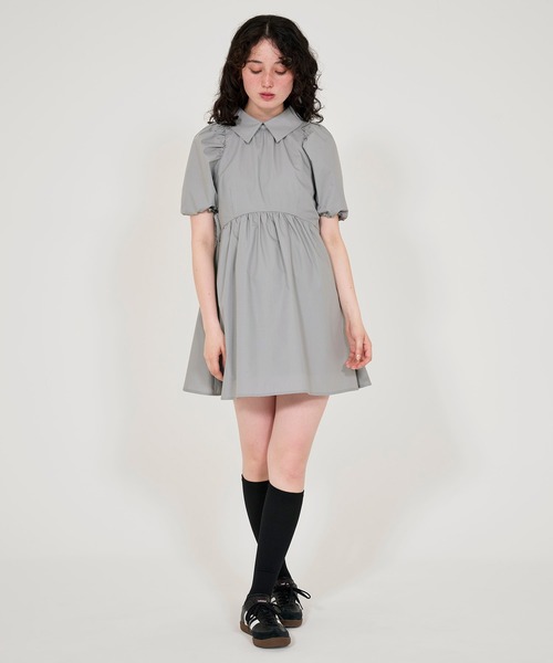 ボリュームスリーブ ミニ丈ワンピース TINA：JOJUN TINA：JOJUN ワンピース ボリュームスリーブ ミニ丈ワンピース
