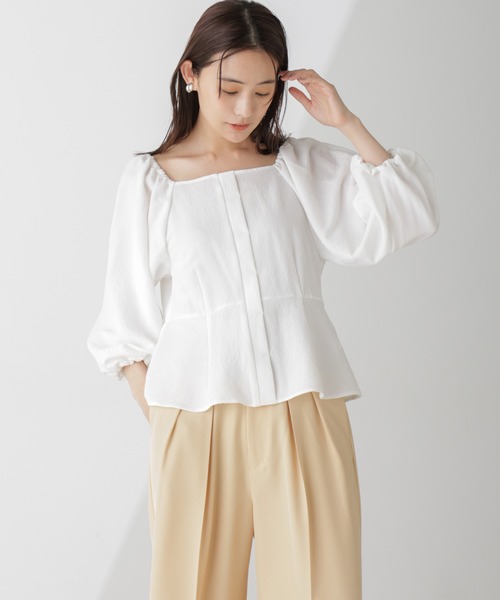 NANO universe（ナノ・ユニバース） ブラウス シャツ スクエアネック