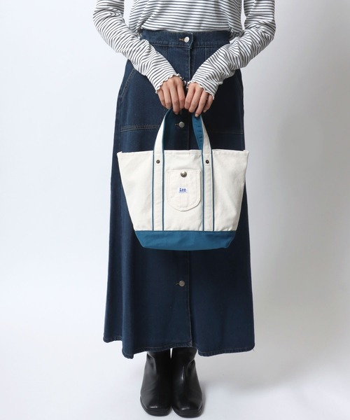 Lee　ハート刺繍のスクエアバッグ Lee トートバッグ Lee/リー ロゴ ワンポイント刺繍 ブロック
