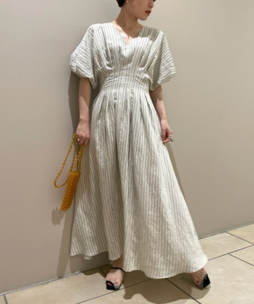 フレイアイディ ミントグリーン Vネック ノースリーブ ワンピース 