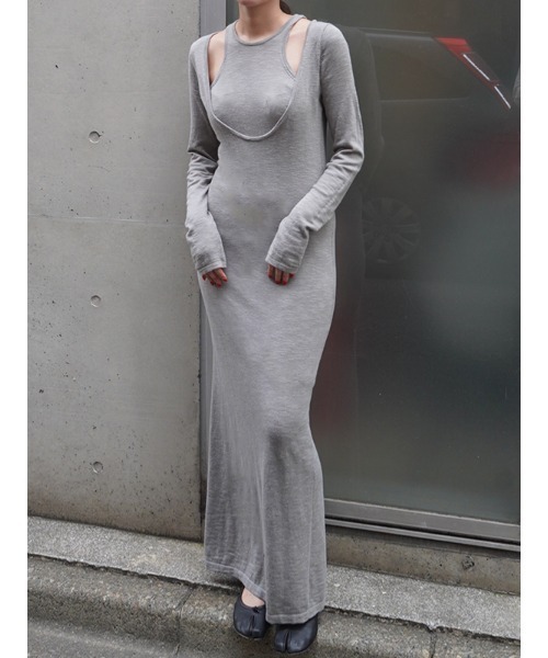 【美品】LEMAIRE ロングニットワンピース アシメカラー クラシカル ニット ワンピース le reve vaniller