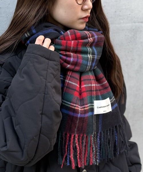 ikka（イッカ） マフラー ストール カシミヤタッチチェックマフラー